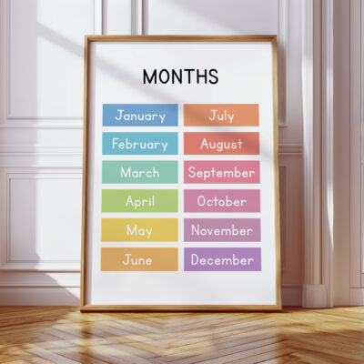 Months of the Year Poster – Colorful Educational Wall Art