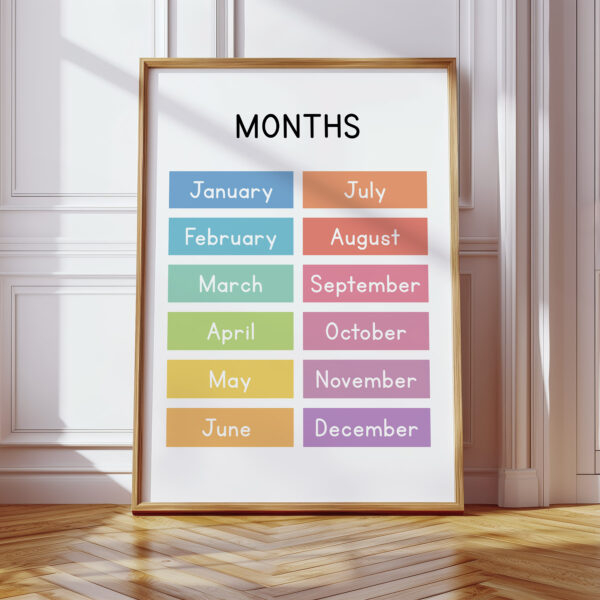 Months of the Year Poster – Colorful Educational Wall Art