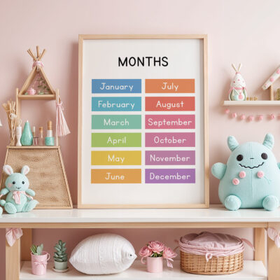 Months of the Year Poster – Colorful Educational Wall Art