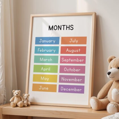 Months of the Year Wall Art for Kids