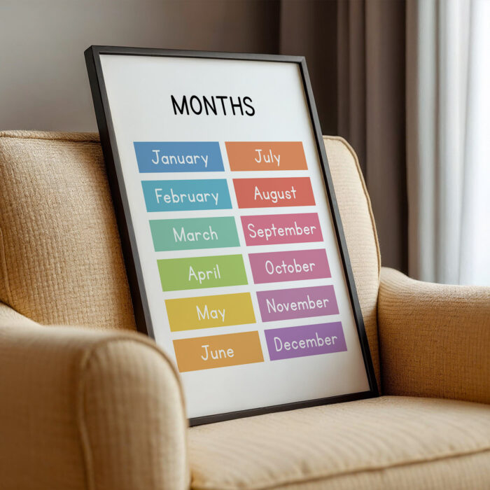 Months of the Year Poster – Colorful Educational Wall Art