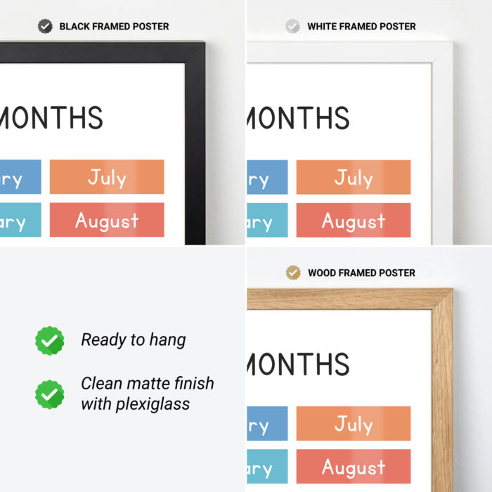 Months of the Year Poster – Colorful Educational Wall Art