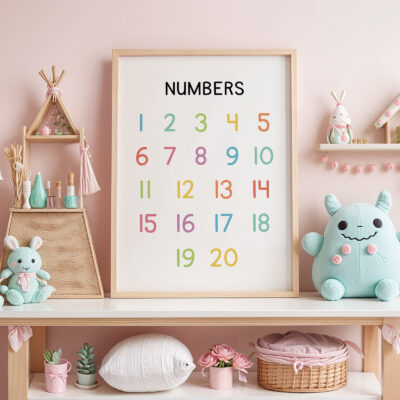 Numbers Poster for Kids – Colorful 1 to 20 Educational Print