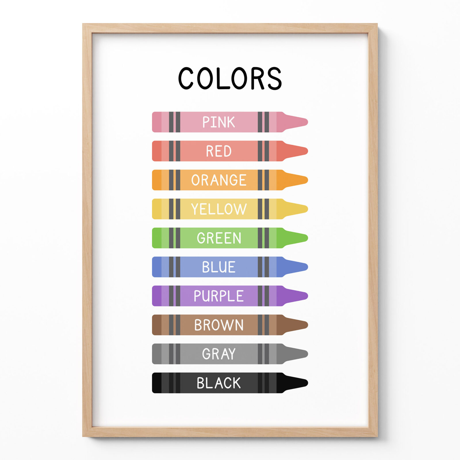 Colors Poster for Kids – Colorful Crayon Educational Print