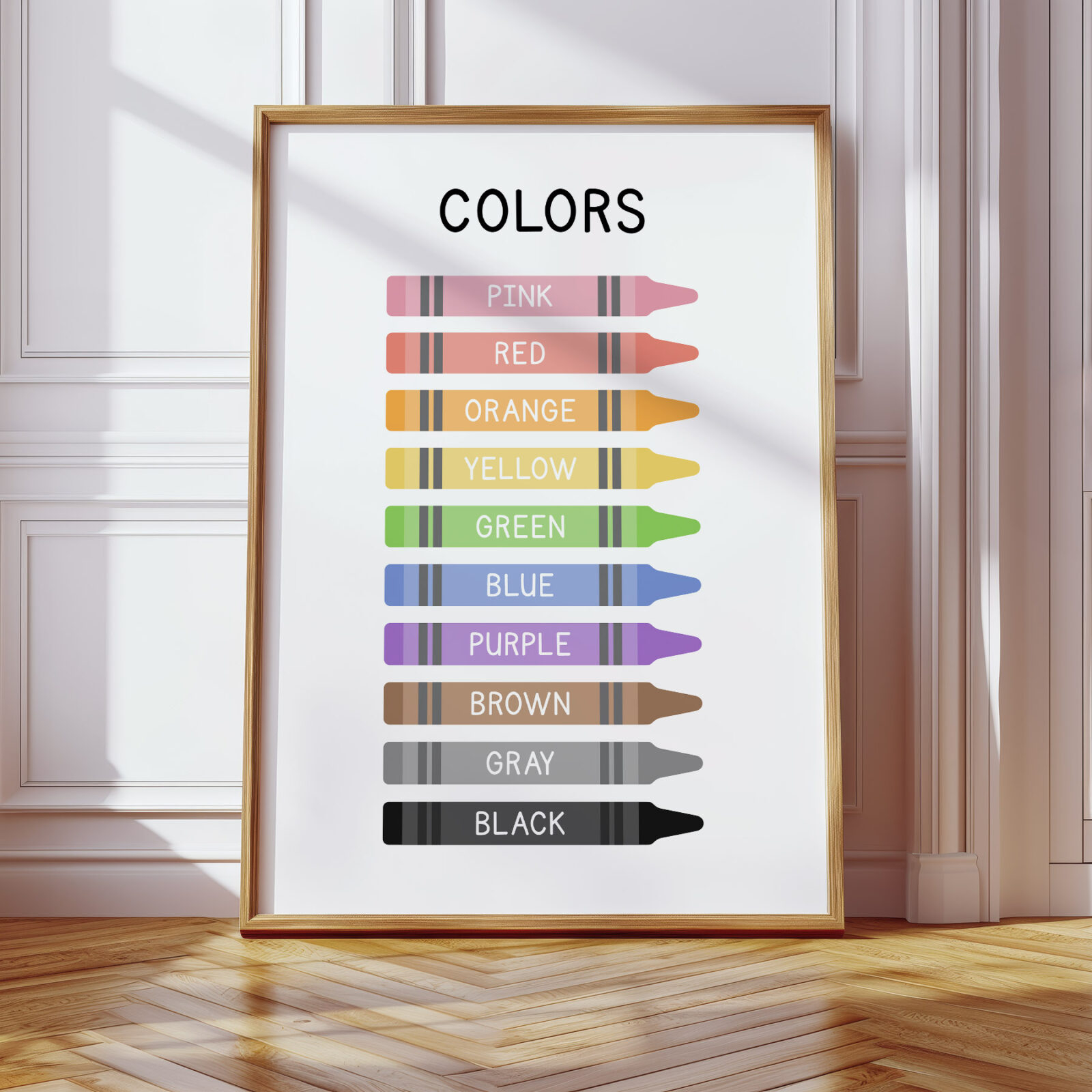 Colors Poster for Kids – Colorful Crayon Educational Print