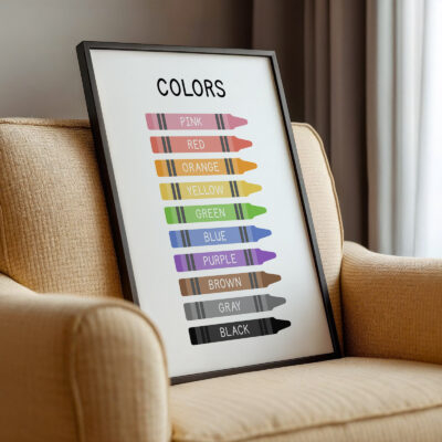 Colors Poster for Kids – Colorful Crayon Educational Print