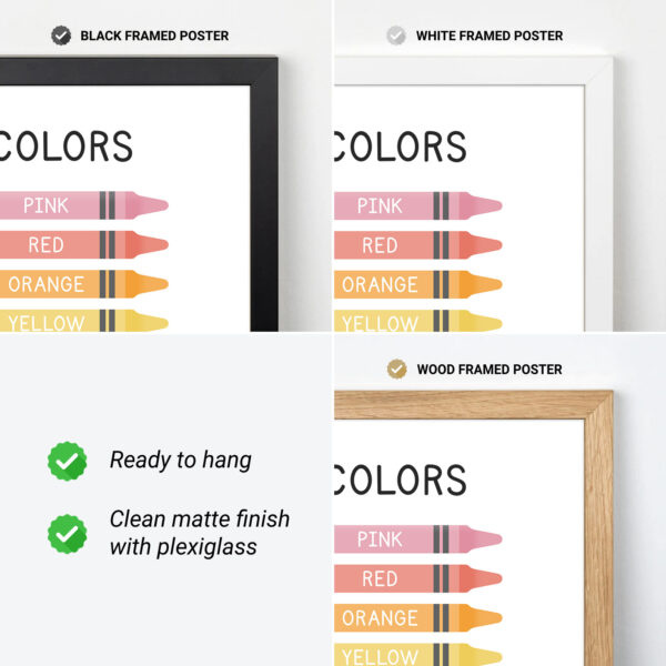 Colors Poster for Kids – Colorful Crayon Educational Print