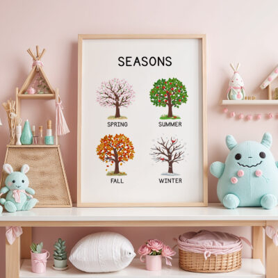 Montessori Seasons Poster – Four Seasons Print for Kids