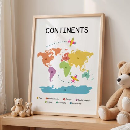 Continents Wall Art for Kids