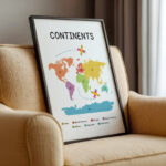 Continents Poster for Kids – Colorful World Map Print