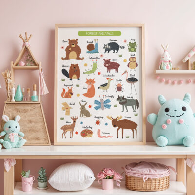 Montessori Animals Poster – Educational Woodland Print