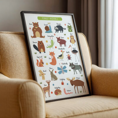 Montessori Animals Poster – Educational Woodland Print