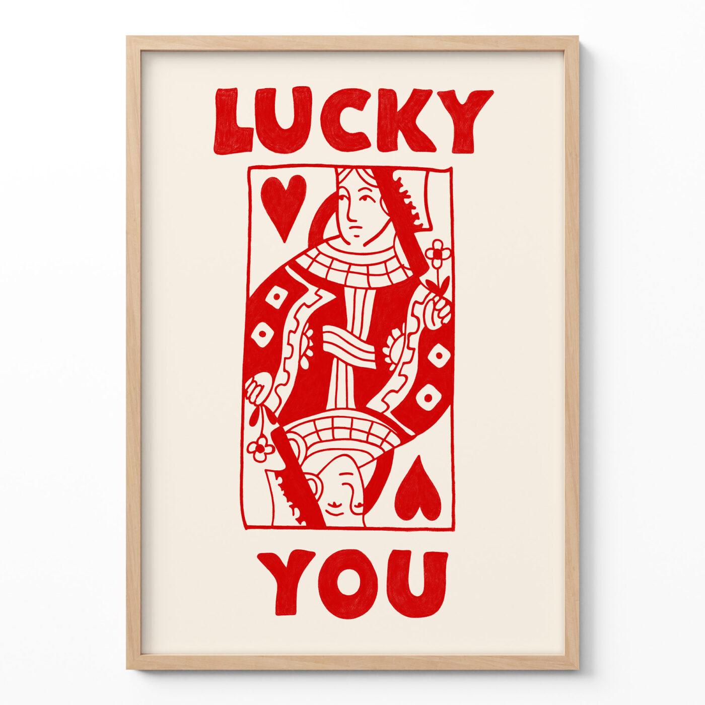 Red Queen Wall Print – Lucky You Playing Card Art