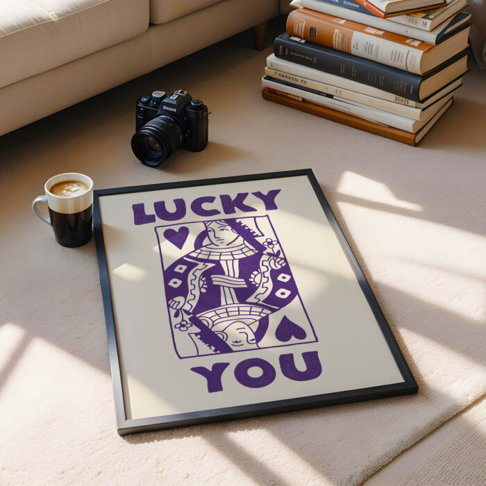Lucky Queen Wall Art – Playful Purple Hearts Print