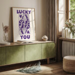 Lucky Queen Wall Art – Playful Purple Hearts Print