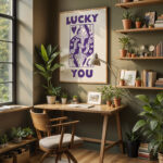 Lucky Queen Wall Art – Playful Purple Hearts Print
