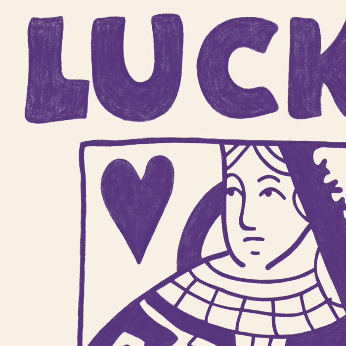 Lucky Queen Wall Art – Playful Purple Hearts Print