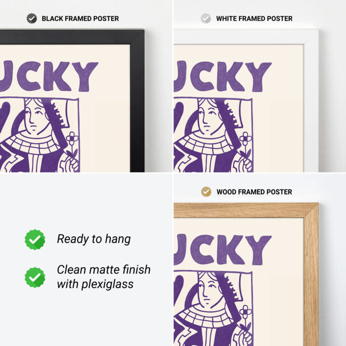 Lucky Queen Wall Art – Playful Purple Hearts Print