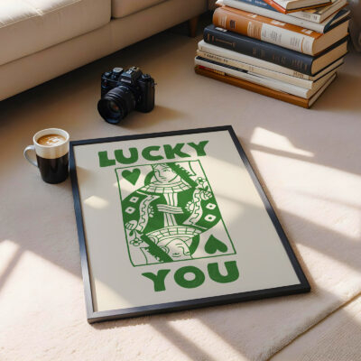 Lucky You Queen Art Print – Modern Playing Card Poster
