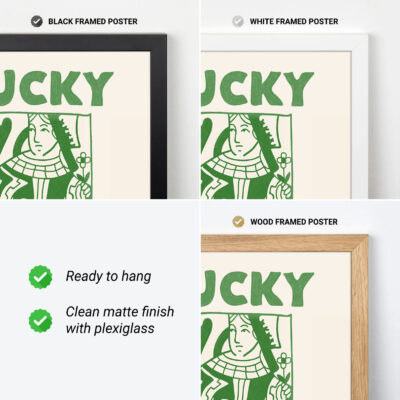 Lucky You Queen Art Print – Modern Playing Card Poster