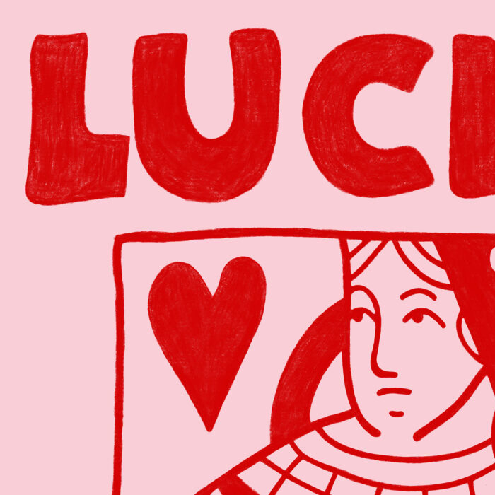Lucky You Art Print – Playful Queen of Hearts Poster