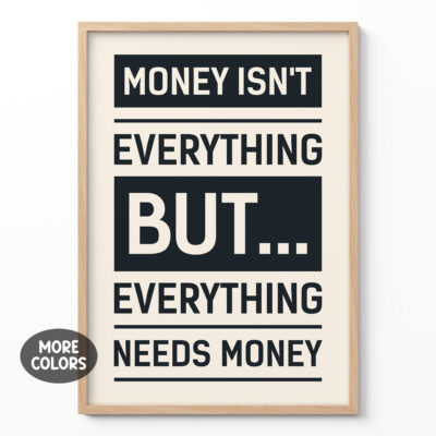 Motivational Quote Poster Money Isn't Everything, But Everything Needs Money