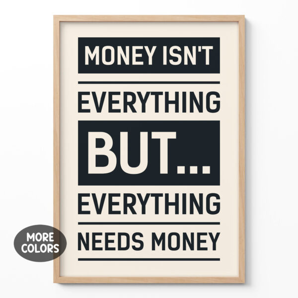 Motivational Quote Poster Money Isn't Everything, But Everything Needs Money