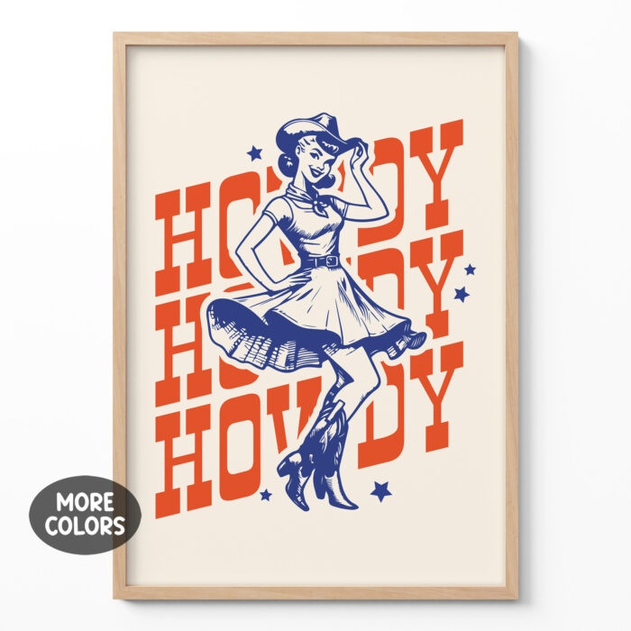 Howdy Cowgirl Poster – Retro Western Wall Art Print