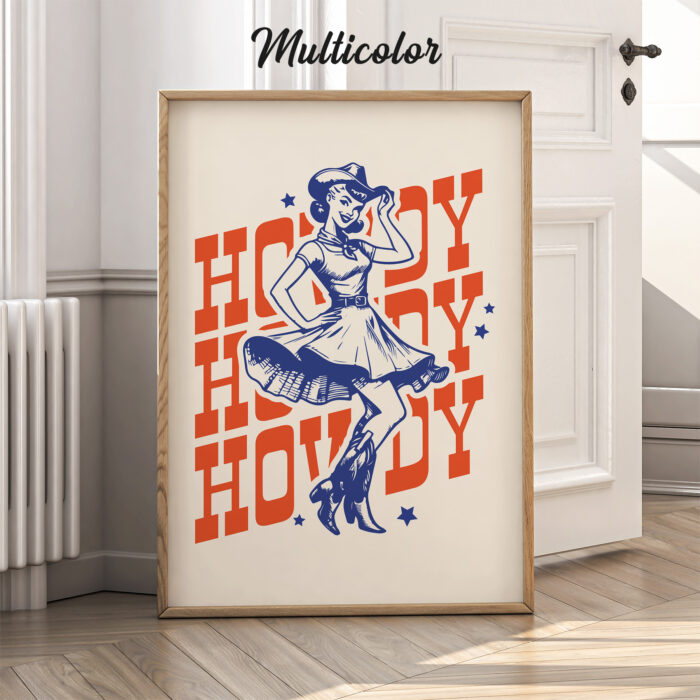 Howdy Cowgirl Poster – Retro Western Wall Art Print
