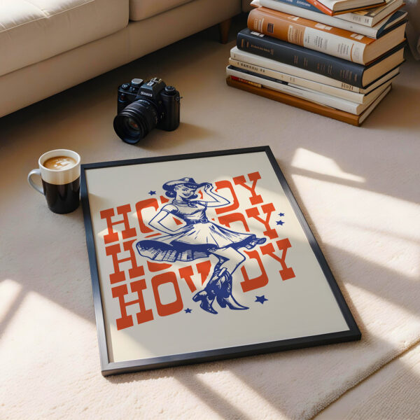 Howdy Cowgirl Poster – Retro Western Wall Art Print