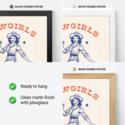 Cowgirl Wall Art – Just Wanna Have Fun Retro Poster