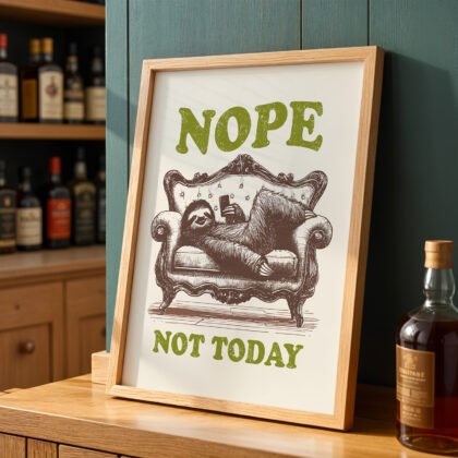 Funny Sloth Wall Art – Nope, Not Today