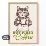 Cat Coffee Poster