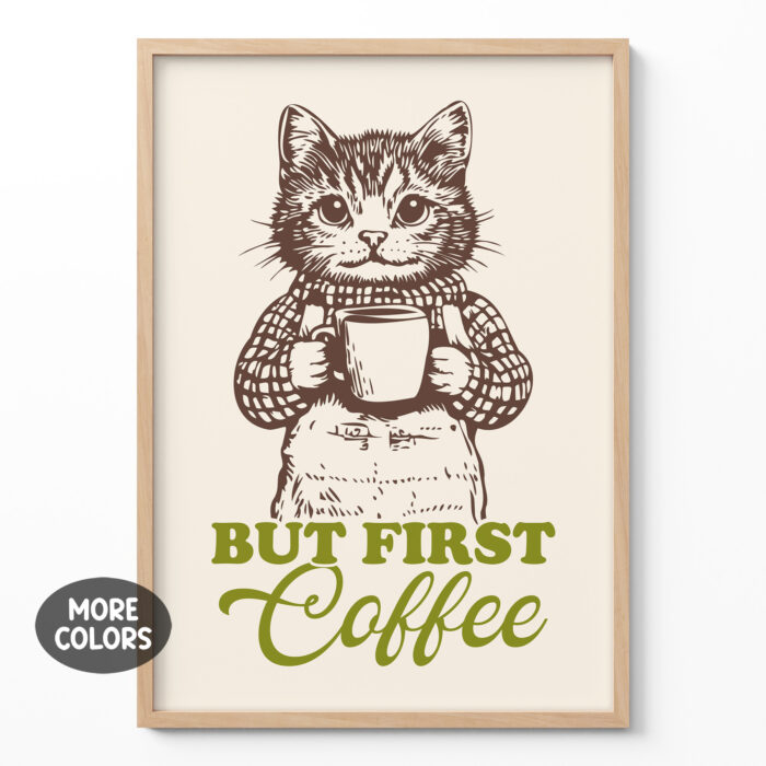 Cat Coffee Poster