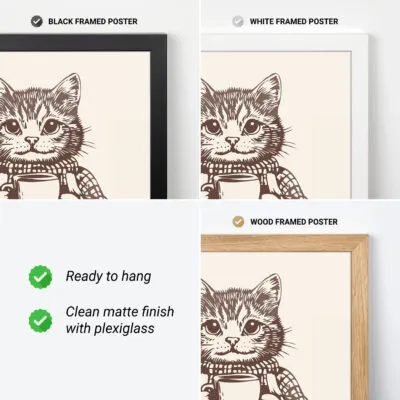 Katzen Wandbild – Erst mal Kaffee