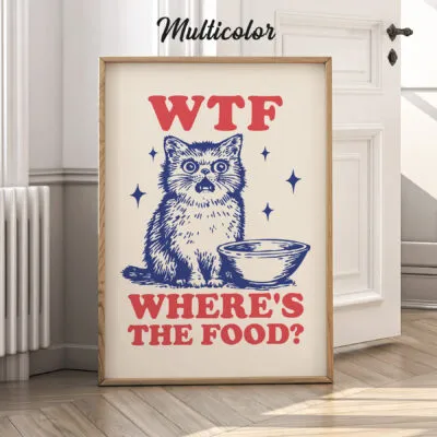 Wandbild mit Katze – Wo ist mein Futter?!