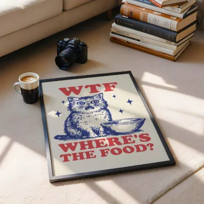 Wandbild mit Katze – Wo ist mein Futter?!