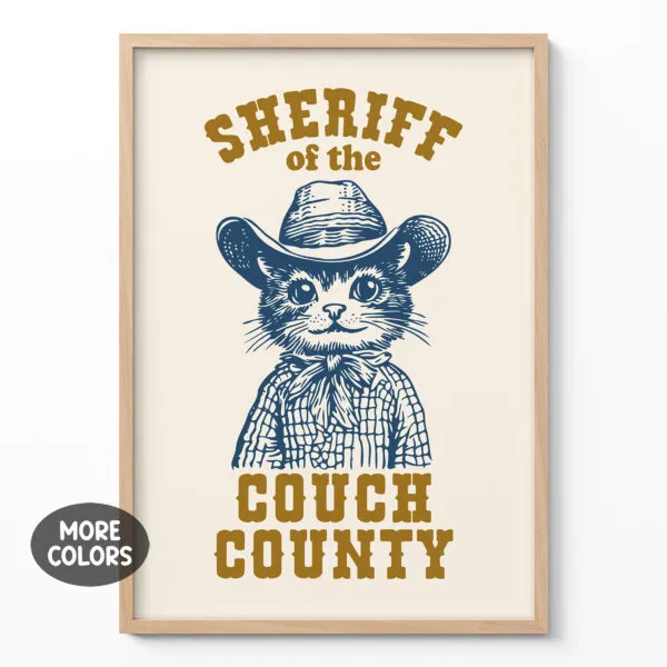 Funny Cat Cowboy Wall Art