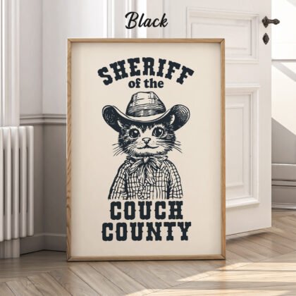 Funny Cat Cowboy Wall Art
