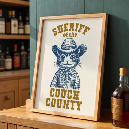 Funny Cat Cowboy Wall Art