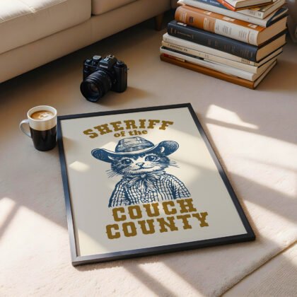 Funny Cat Cowboy Wall Art