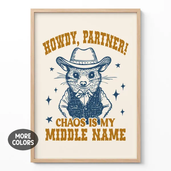 Wandbild – Cowboy Opossum