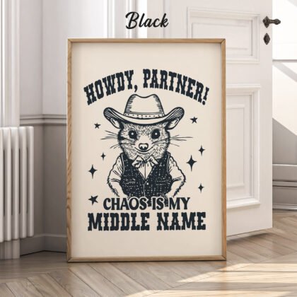 Funny Opossum Cowboy Wall Art