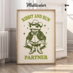 Cowboy Frog Poster – Ribbit and Run Partner Retro Print