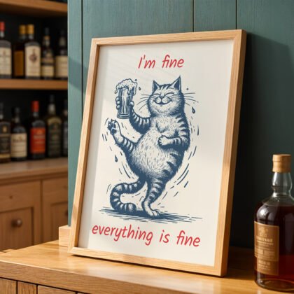Cat Wall Art – I’m Fine, Everything Is Fine