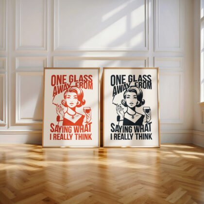 Retro Woman Wall Art – One Glass Away From Truth