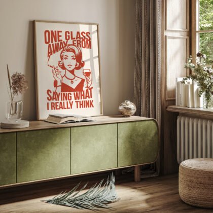 Retro Woman Wall Art – One Glass Away From Truth
