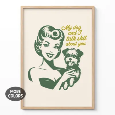 Retro Lady with Dog Wall Art