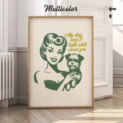 Retro Lady with Dog Wall Art