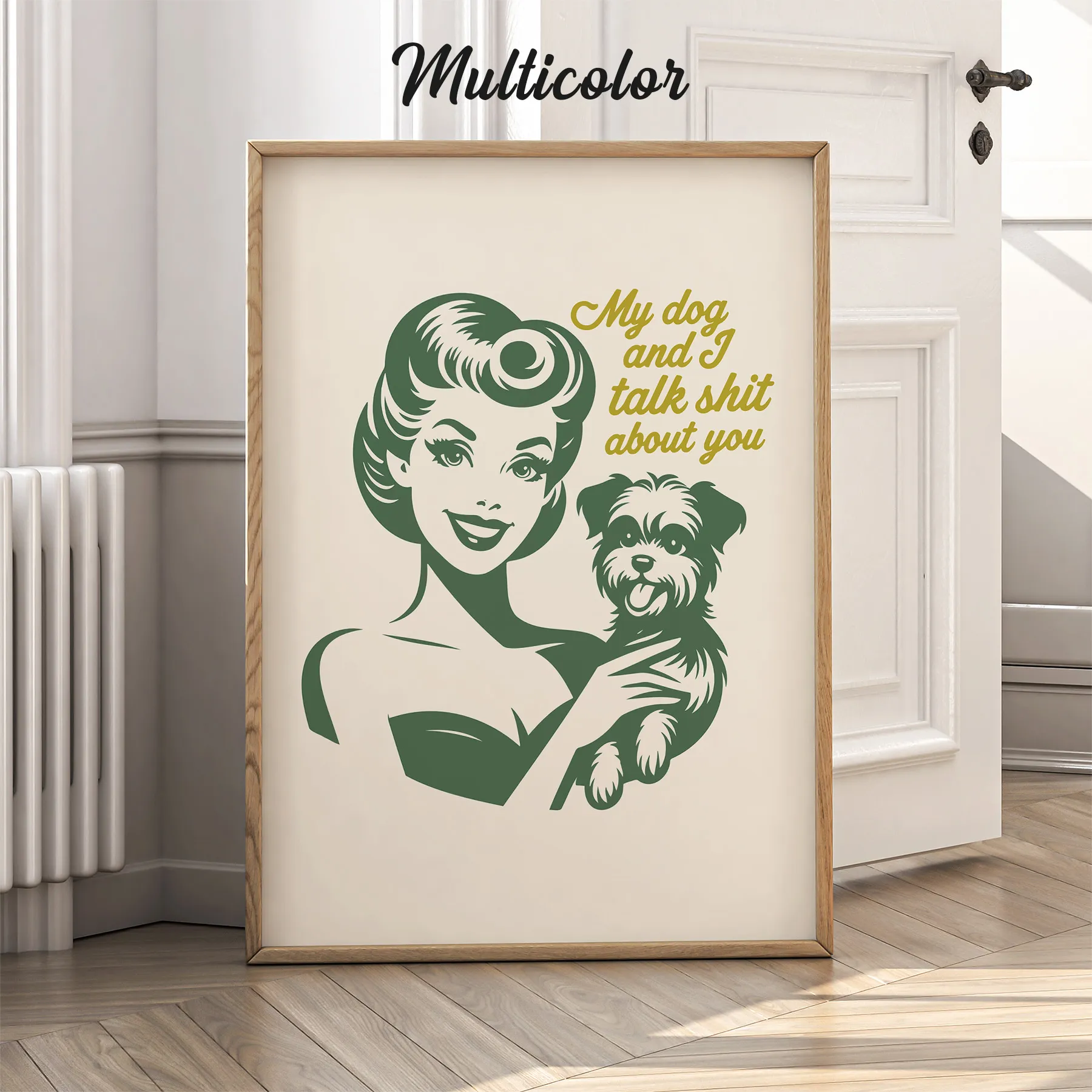 Retro Lady with Dog Wall Art